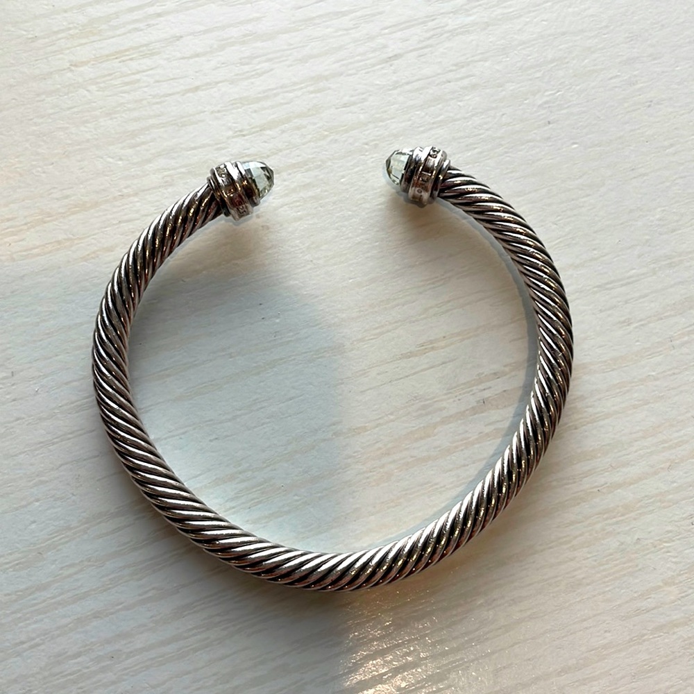 Cable Classics Bracelet in Sterling Silver with Prasiolite and Pavé Diamonds 5mm